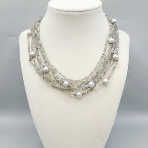 David Yurman Multi Strand Necklace With Labradorite And Grey Pearls